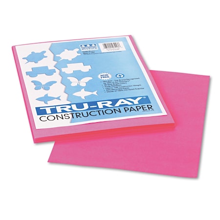 Pacon Tru-Ray Construction Paper, 76 lb Text Weight, 9 x 12, Shocking Pink, PK50 103013
